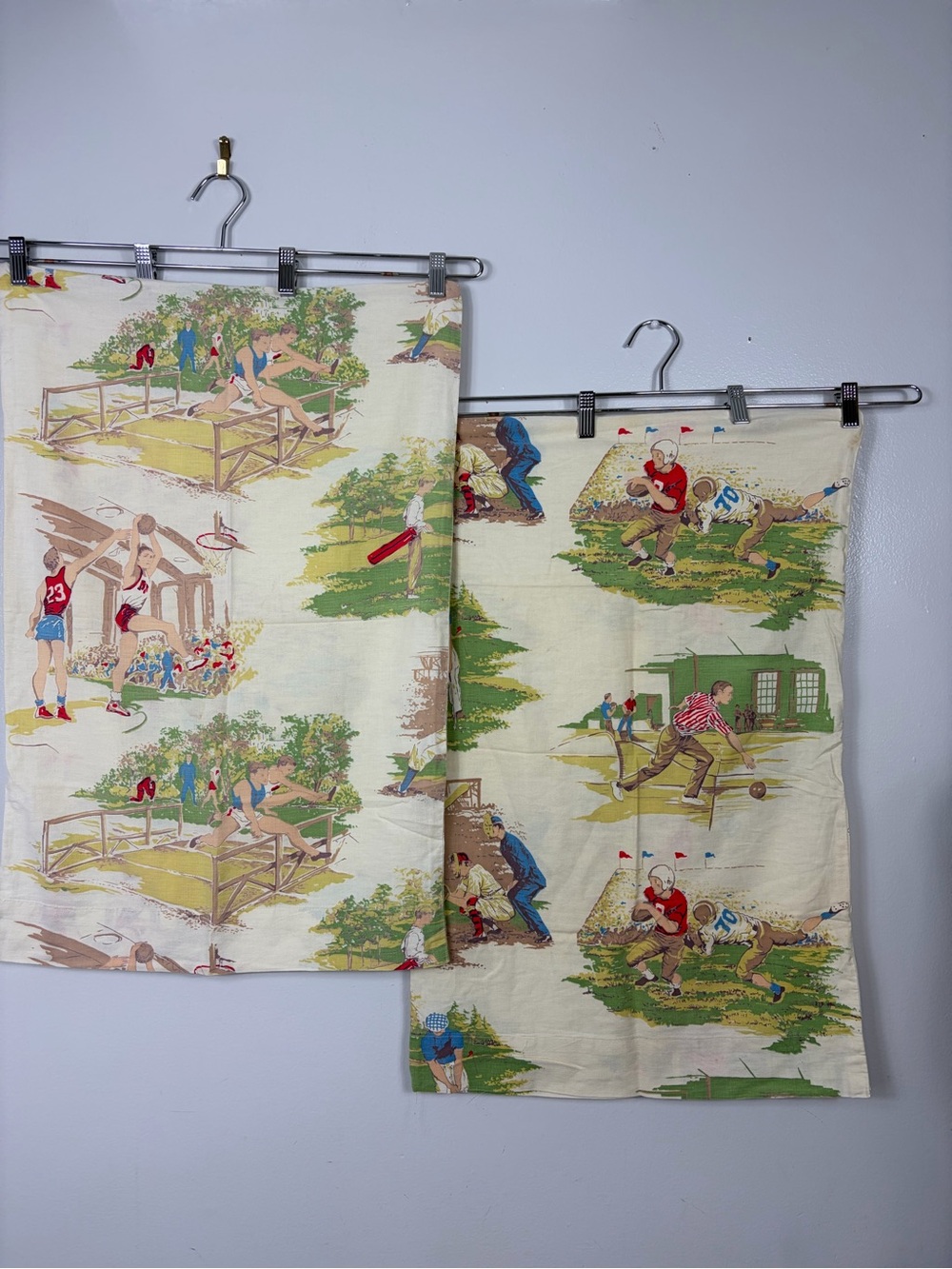 Vintage 1950’s Sports themed pillowcases